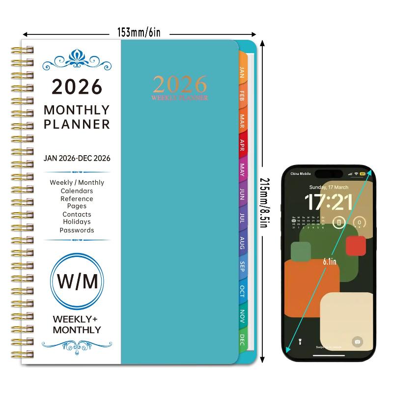Agenda Planificator 2026 Cu Etichete Index Spirală Format A5 Jurnal 365 Zile Planificator Muncă Birou Program Blocnotes Programar Programar Rechizite