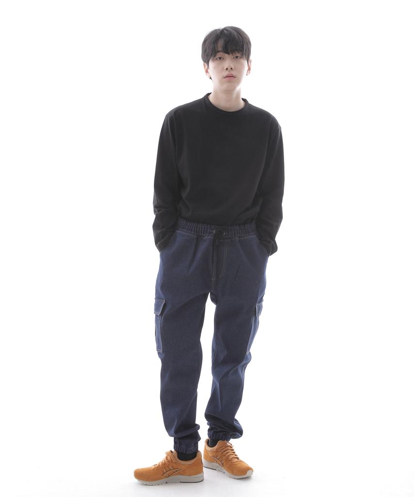 Seinteukeulu Retro Line Cargo Jogger Denim Pants Rl-311Cj Dark Blue