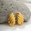 Premium Stainless Steel Striped Texture Earrings Three Layer Metal Knot Geometric Wing Hemispheres Stud Lightweight Jewelry Gift
