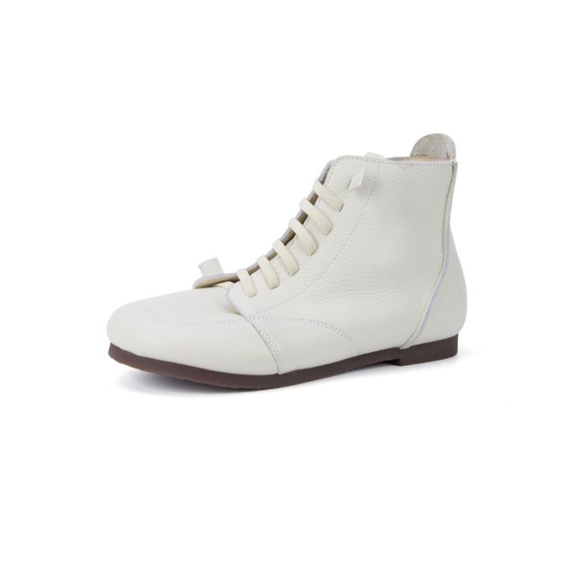 

Ботинки Martin из кожи ручной работы, винтажные повседневные короткие ботинки, одинарные ботинки, женская обувь на плоской подошве 40 бежевый