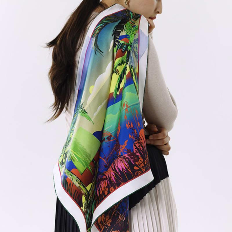 ONSZ Tropical Landscape Silk Scarf