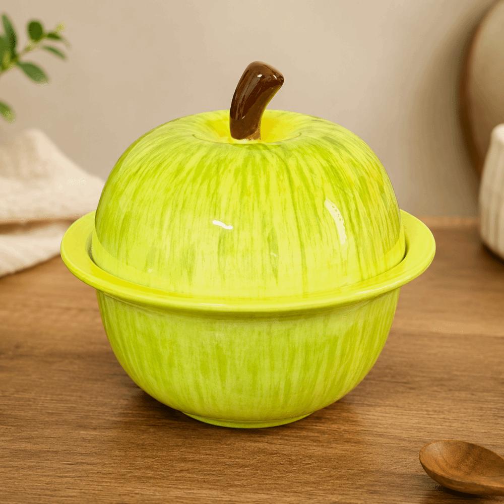 Cute Ceramic Saucepan with Lid Large Capacity Non-Stick Food Fruit Bowl Decorative Porcelain Creative Steamed Egg Pot