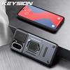 KEYSION Shockproof Case for OnePlus Nord CE5 5G Slide Camera Protection Metal Ring Stand Phone Cover for One Plus 1+ Nord CE 5