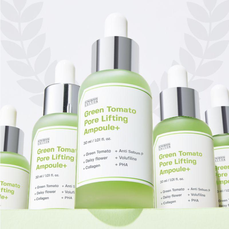 SUNGBOON EDITOR Green Tomato Pore Lifting Ampoule Plus 75ml – Pore Tightening & Firming Serum for Smooth Skin Texture