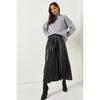 Women's Skirt Leather Look Elastic Waist Pleated Bell Skirt
