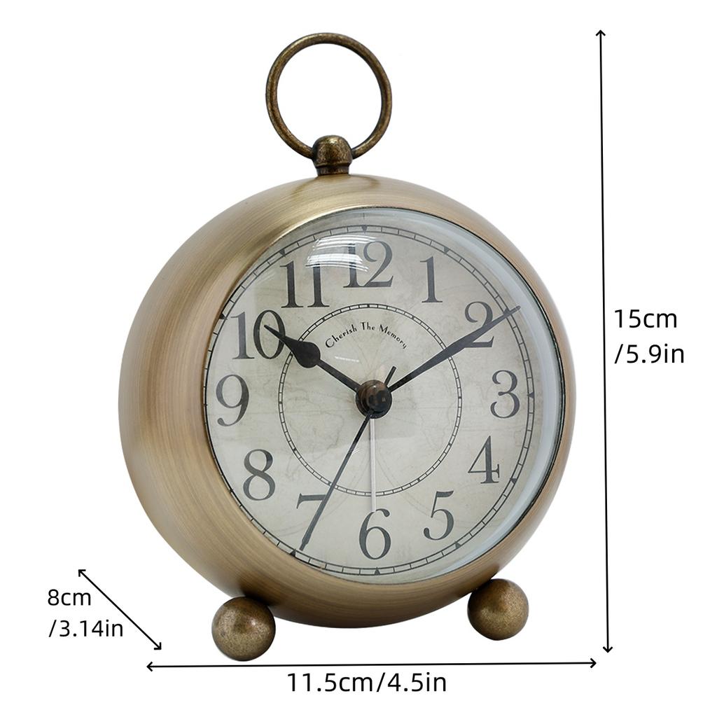 1PC 4.5-inch metal pendant quartz alarm clock, silent scanning second clock, luminous seat clock