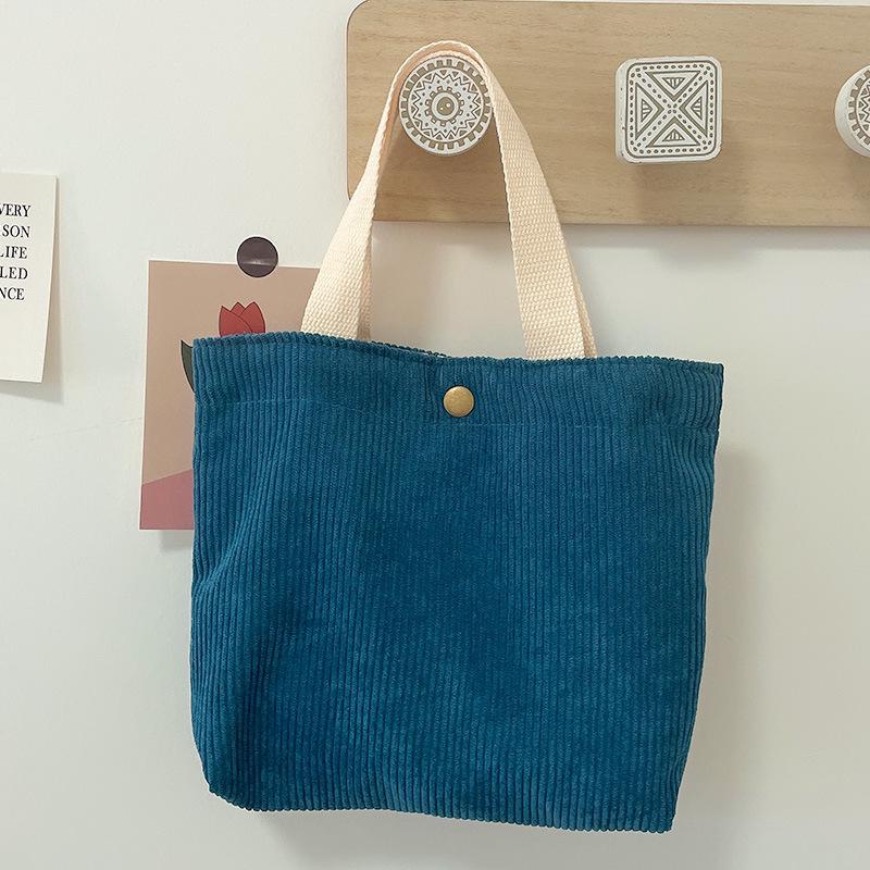 Borsa termica per il pranzo in velluto a coste tinta unita, portatile e con portaombrello