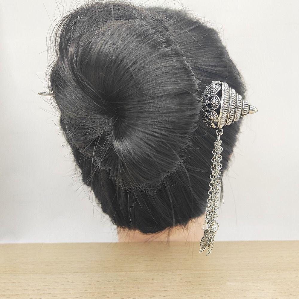 Ancient Hanfu Headwear Thai Headdress Metal Hair Sticks Tassels Hairpin Ancient Style Headwear