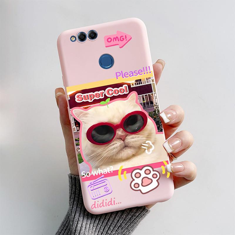 For Honor 7X Case Matte Cover Honor7X 7 X Soft Silicone Cute Cat Cartoon Case For Huawei Honor 7X BND-L21 BND-L22 BND-L24 Coque