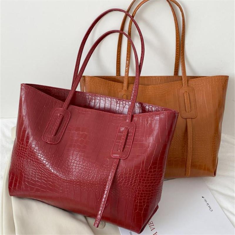 Leather Bag Women's Burgundy Simple Large Capacity Tote Bag For Versatile Handbag Shoulder Bag, Popular Handbags Shopping Bags, Ideal For Daily Use