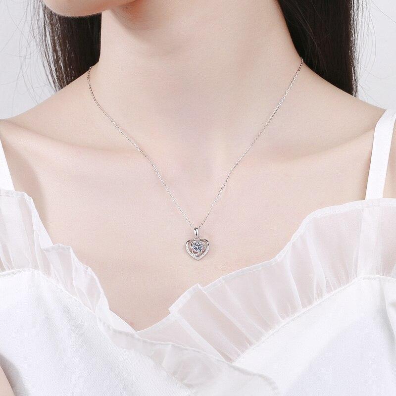 Bague Ringen 1.0ct Heart Moissanite Pendant For Women Sparkly Imitation Diamond Jewelry 925 Sterling Silver Fine Jewelry Gift