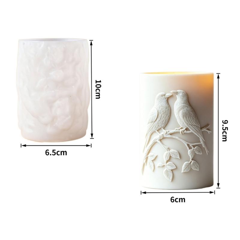 Bird Carving Silicone Molds Cylindrical Silicone Candle Molds For Handmade Candle And Soap Chocolate Making Epoxy Resin