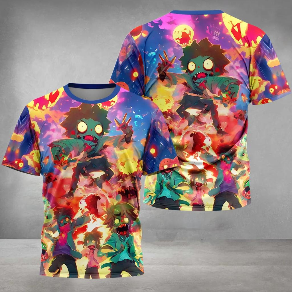 Summer Round Neck HOT Game Plants Vs. Zombies Pattern 3D Printed Top Fashionable Casual Short Sleeved Children's Boy T-shirts