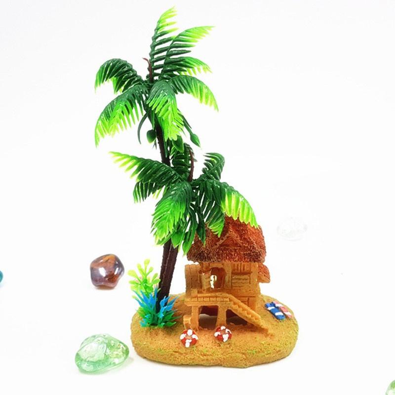 Polyresin Aquariums Fish Tank Ornaments Simulation Coconut Tree Castle Aquarium Ornaments Aquario