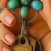 Turquoise Inlaid Bag Clip Key Holder Bohemian Style Flower Design Key Finder Car Keychain