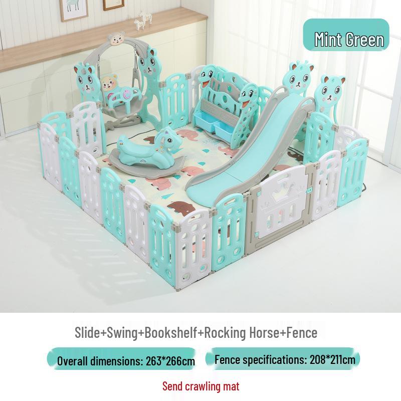 Kids' Indoor/Outdoor Safety Play Fence with Slide - Ideal for Crawling and Walking