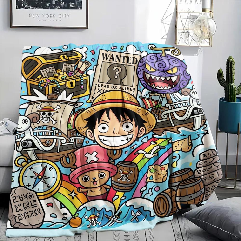 One Piece Luffy Print Flannel Blanket, Ultra Soft High Quality All Seasons Warm Throw, Home Decor Cozy Blanket, Perfect Christmas Gift