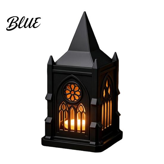 Decorative Desk Accessory Gothic Cathedral LED Candle Lantern Church Shaped Flameless Tealight Lamp Luminous Figurine for Home Spooky Vintage