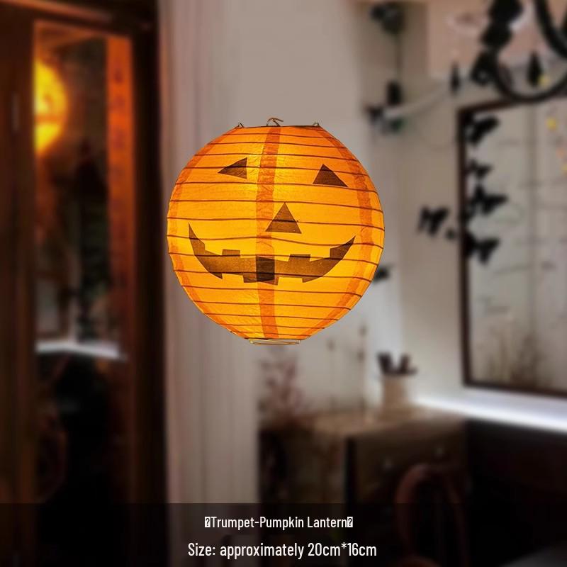 Outdoor Luminous Halloween Pumpkin Paper Lantern Decorations for Kindergartens and Hotels