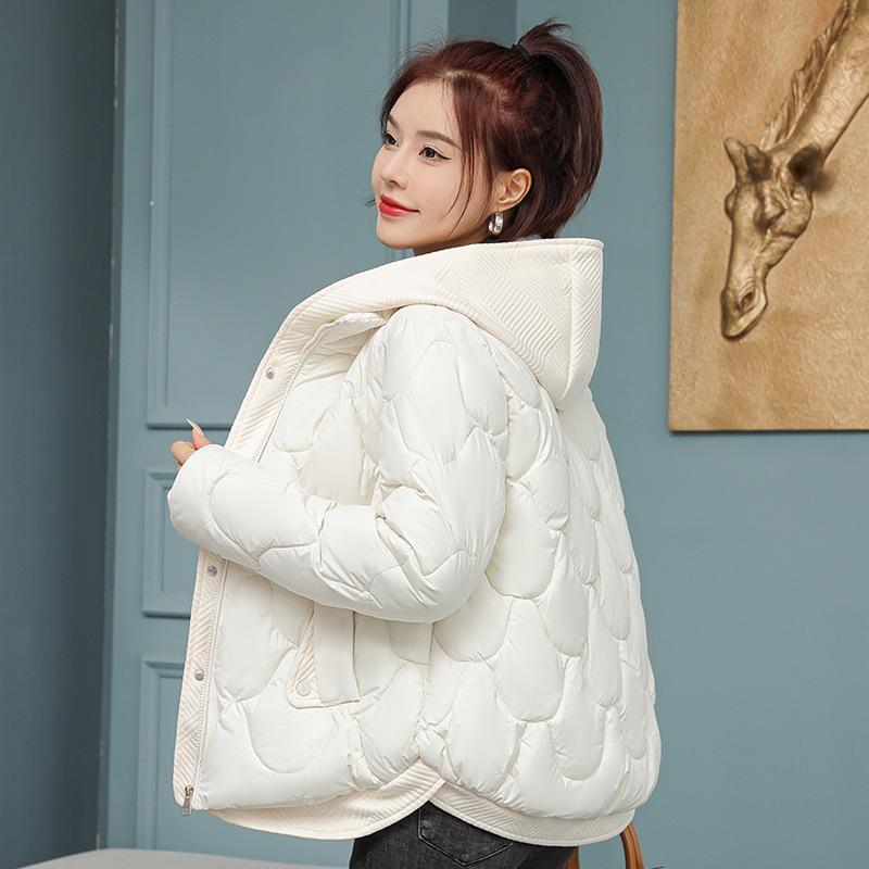 European and Korean cotton-padded women's fake two-piece hooded short winter new fashion loose warm large-size cotton-padded jacket women