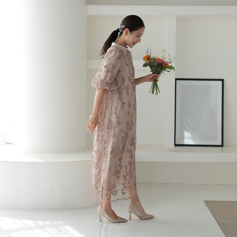 Petrecere de Nuntă O Singură Purtare la Floral 324241 [MAI MULTE AUNI] Rochie, Rochie, Piesă, Femei, Nunți, Invitații, Model, Broderie, Dantelă, Recepție, (BEG S)