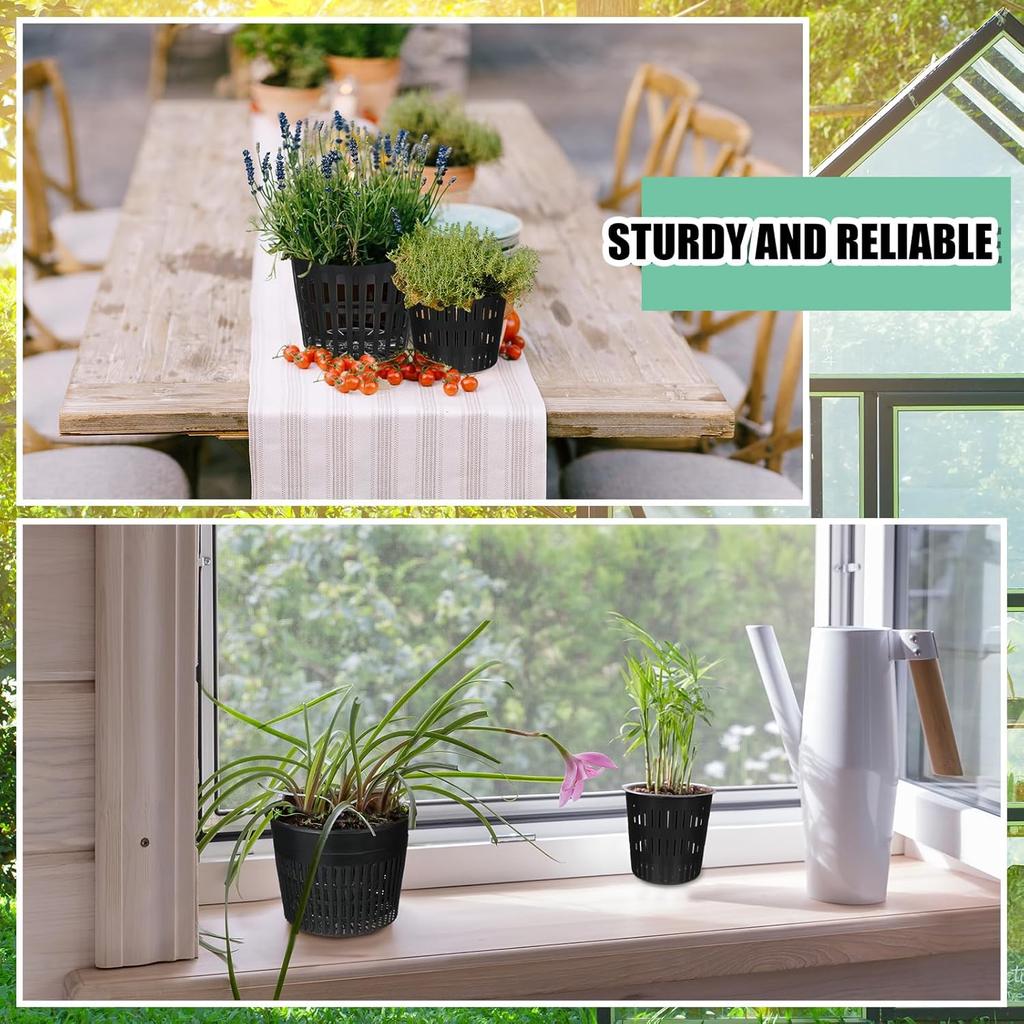 18 Pcs Orchid Pots Variety Size 2.3/3.3/3.9/4.3/4.9/6.1 Inch Black Net Pots Plastic Aquaponics Hydroponic Baskets Slotted Mesh Orchid Planter