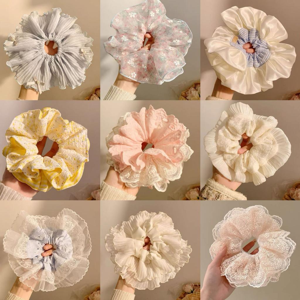 Stylish Lace Hair Scrunchies No Damage Scrunchy Hair Bands Ponytail Holders for Thick Curly and Thin Fine Hair