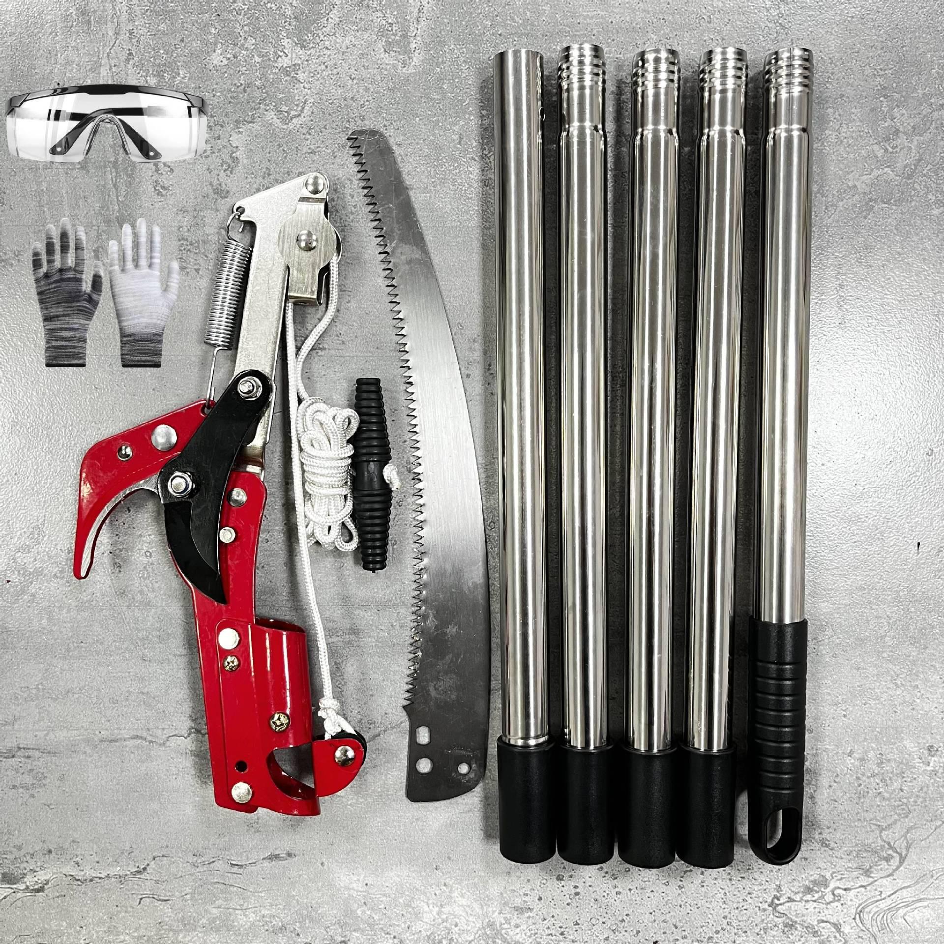 Высотный садовый секатор и пила: Система шкивов двойного назначения с тяговым тросом для легкой обрезки