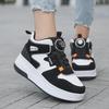 Children's Double Wheel Button Running Shoes with Hidden Skates