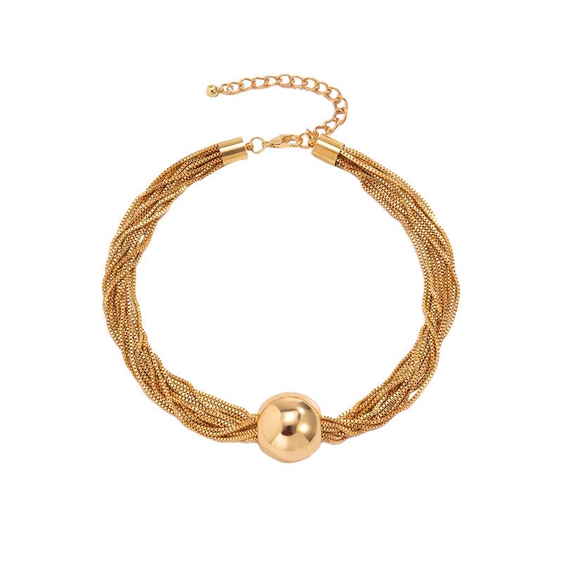 

Європейське та американське хіп-хоп багатошарове кольє-чокер з підвіскою у вигляді круглої кульки