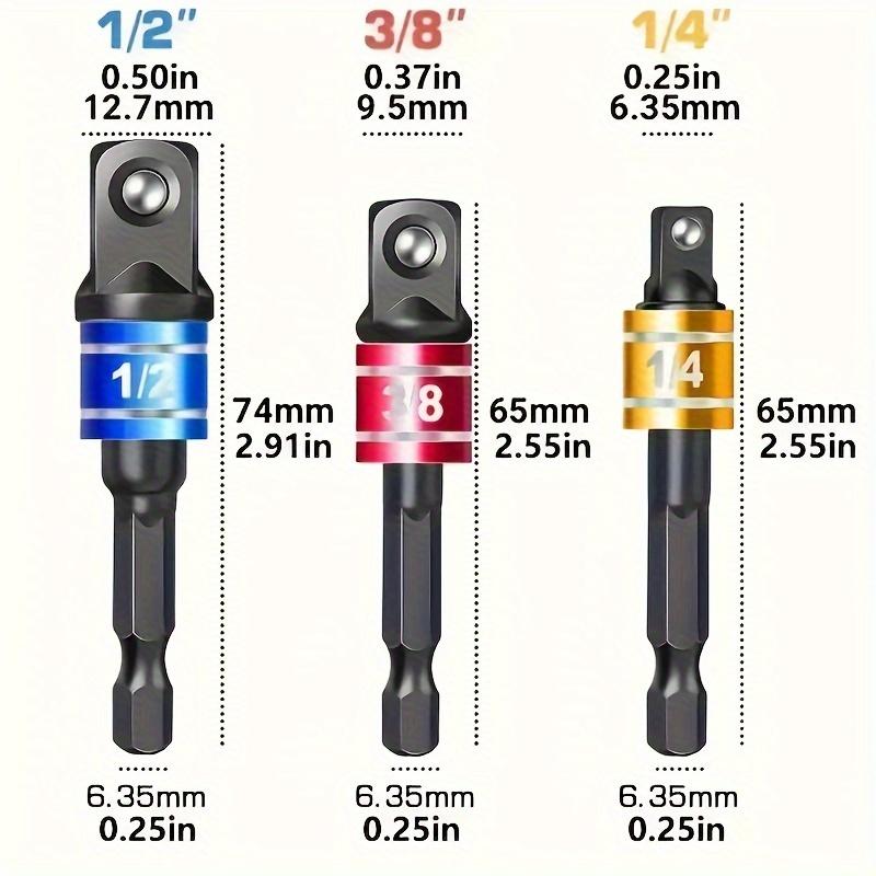 3pcs Hex Wrench Adapter Square Head Extension Drill Socket Electric Drill Tool Accessories Impact Extension Wrench Adapter