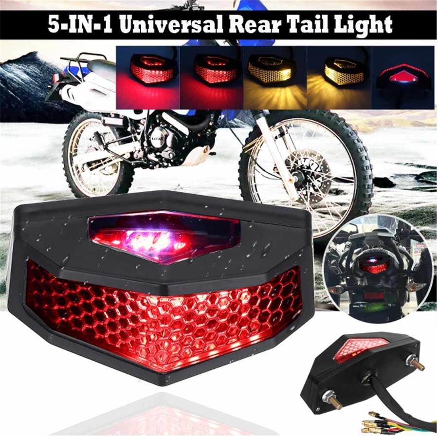 12V 5In1 Motorcycle ATV LED Rear Tail Brake Stop Signal Lamp Turn Signal Light