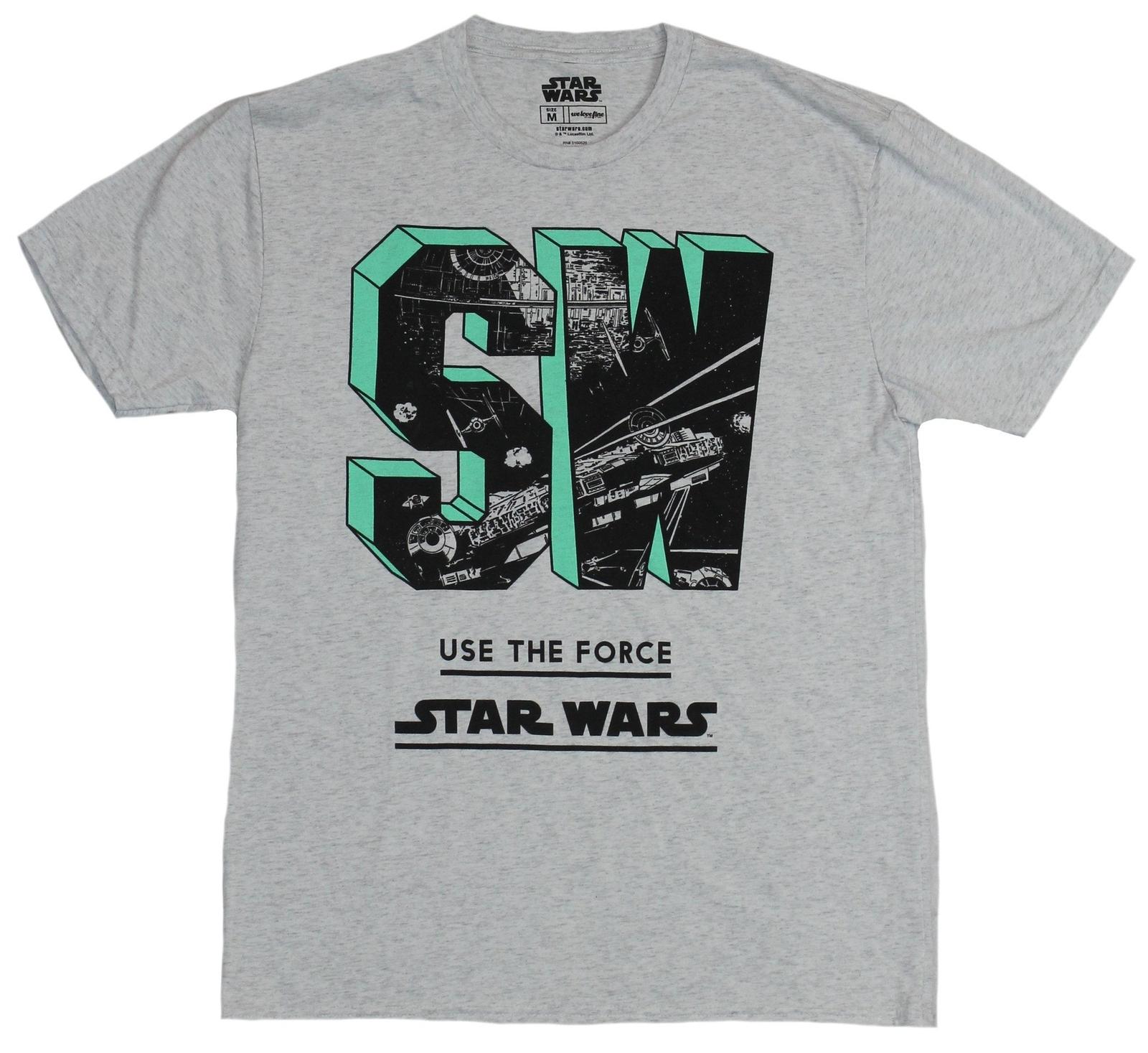 Star Wars Adult New T-Shirt -SW Use the Force Battle Filled Letters Pic XXXL