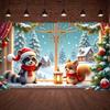 Weihnachtsdekoration Banner Weihnachtsthema Schneelandschaft Banner Winter Banner Weihnachtsmütze Für Festival-Arrangement Innen