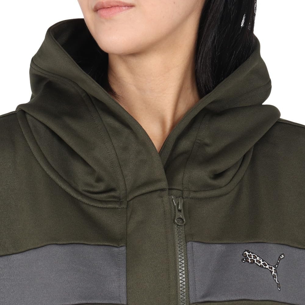 PUMA TRN EDGE PERFORMANCE Dark Olive Hoodie, Women's, Quick-Drying Fleece-Lined Jacket, 526097, Fall/Winter 2024, (70)