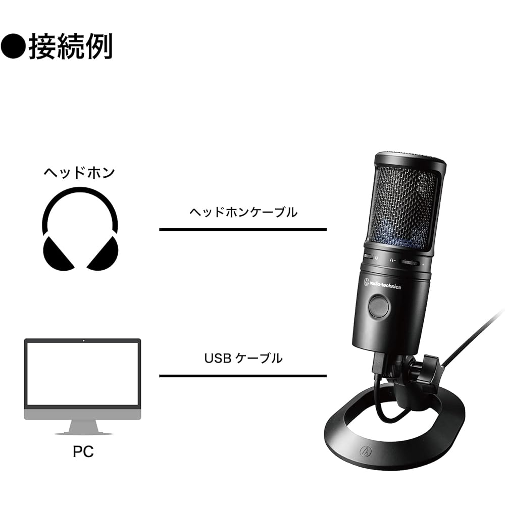 Audio-Technica AT2020USB-X Condenser Microphone with Mute Button Volume Control USB Type-C for Gaming Streaming Content Creation