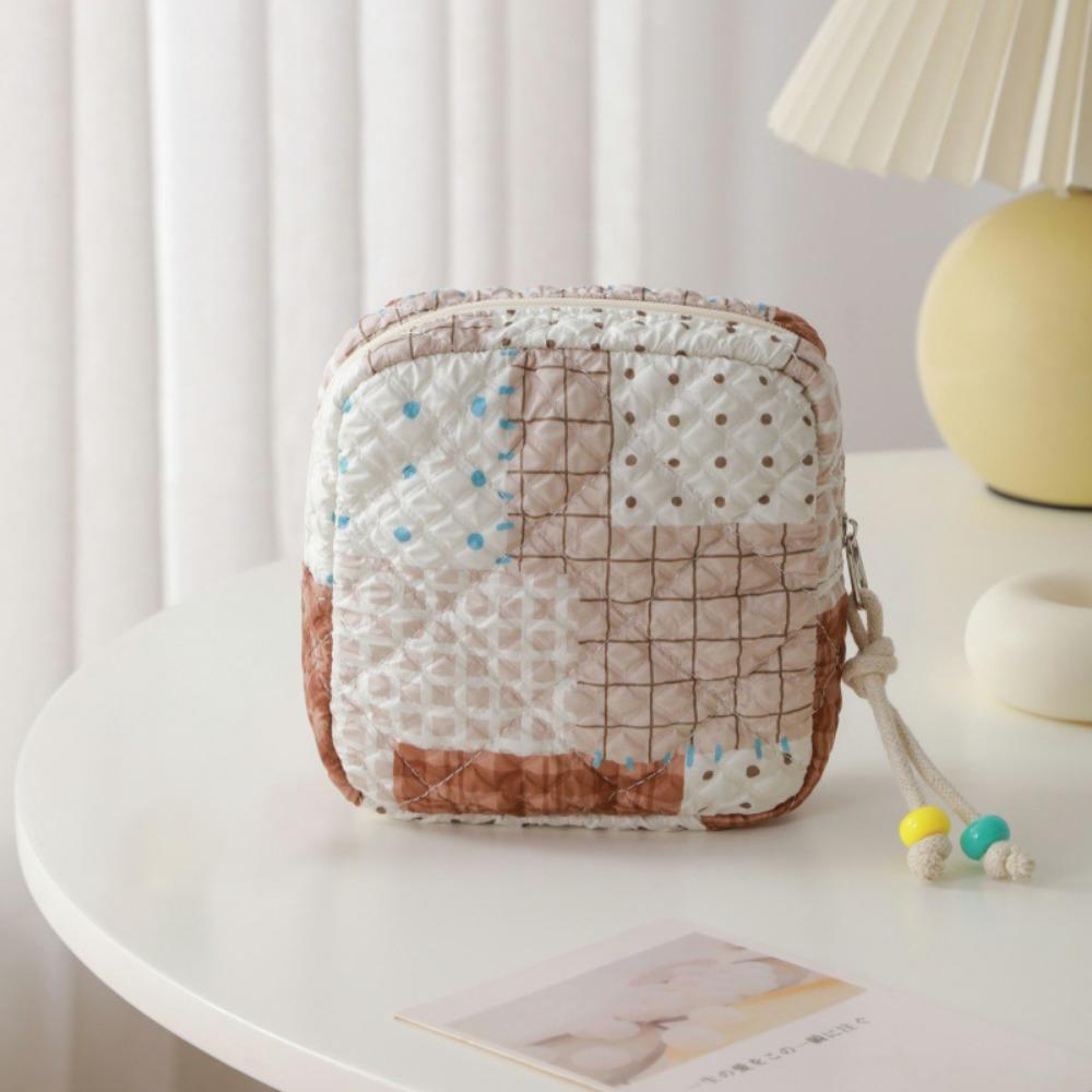 Printed Floral Cosmetic Bag Lipstick Makeup Organizer Case Sanitary Napkins Storage Pouch Travel Earphone Coin Storage Bag