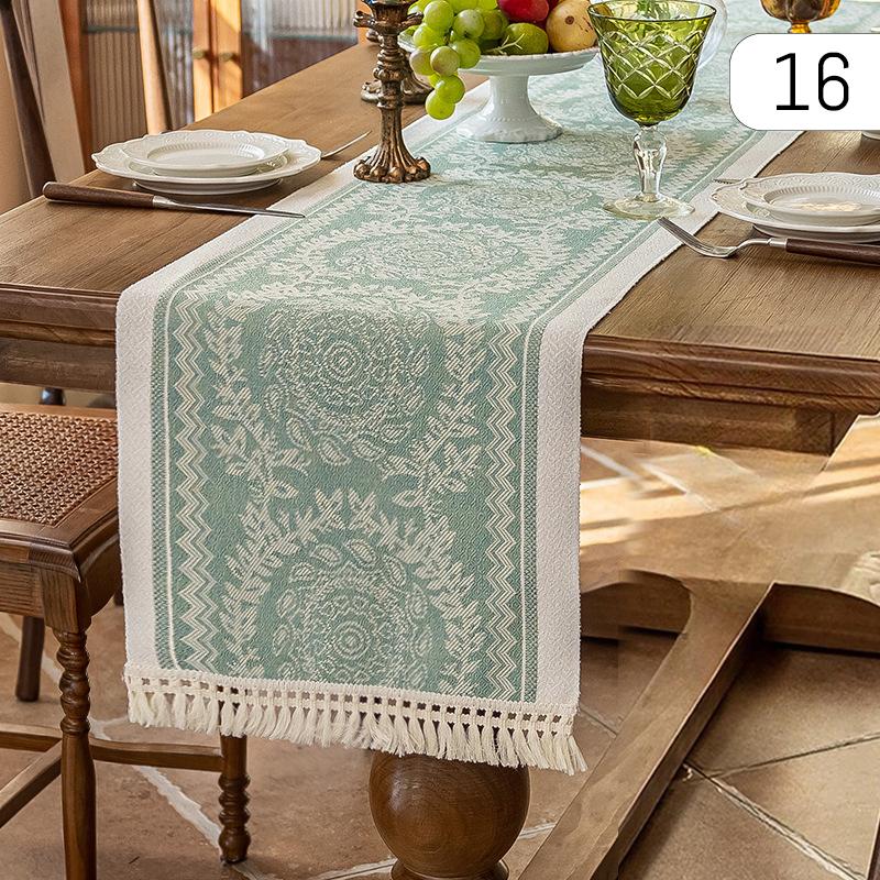 

Imitation Jacquard Waterproof Table Runner Thicken Nordic Style Tassel Tea Table Cloth Festival Event Home Decor Table Cover (as the picture,35x160cm)