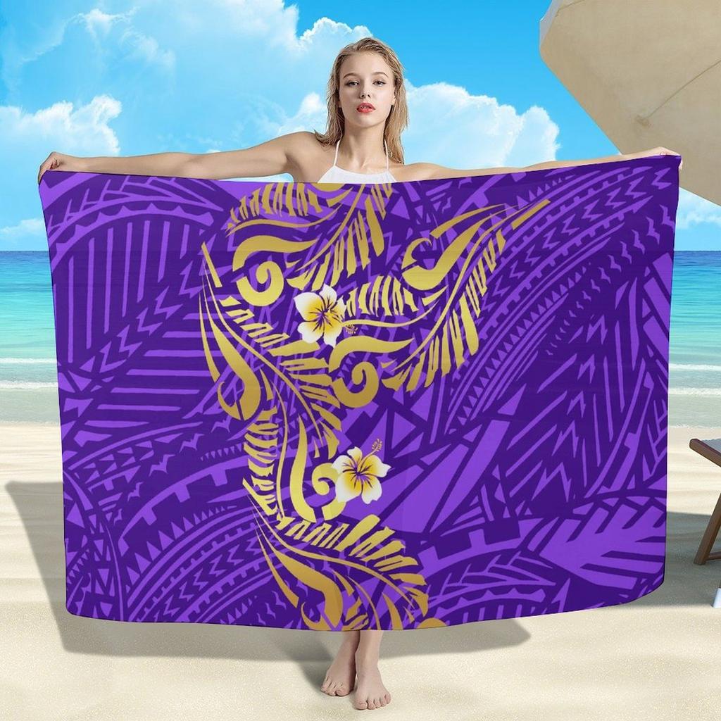 Summer Lightweight Women'S Sarong Shawl Polynesian Customizable Pattern Beach Essential Sun And Windproof Cape