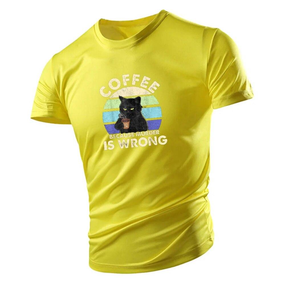 Summer Cartoon Cat Print Men'S Daily Crew Neck Short Sleeve 2023 New Casual T-Shirt Sports Style Comfortable Lightweight Style