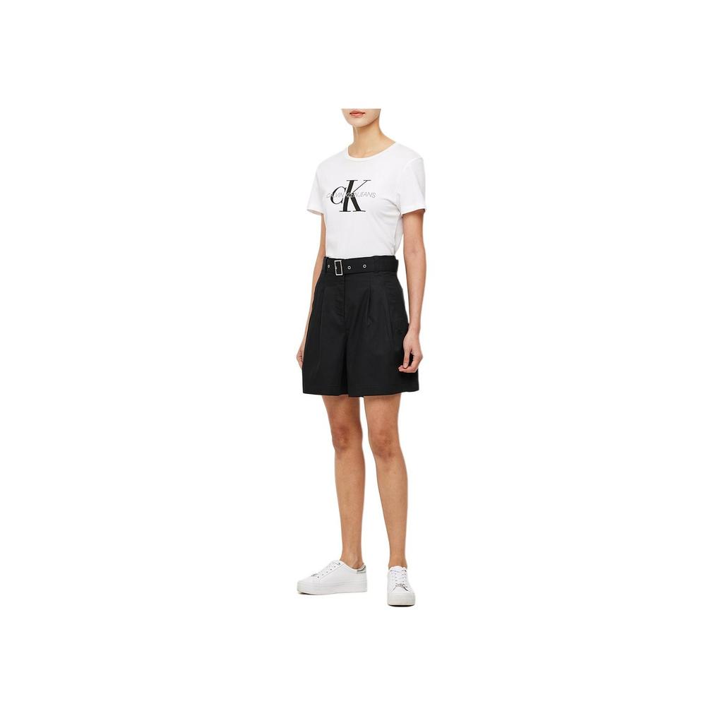 Calvin Klein Solid Pleated A-Line Casual Shorts Women Shorts Black J223327-BEH