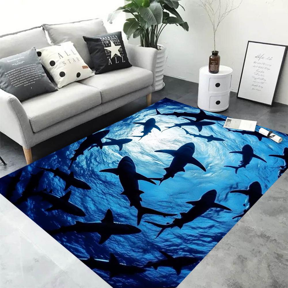 Tiefseehai Schwarm Teppich Hammerhai Angriff Teppiche Rutschfest Schallisolierung Wohnzimmer Schlafzimmer Eingangstür Sofa Büro Matten