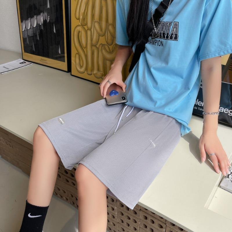 

Тонкие летние шорты для беременных женская летняя одежда повседневная летняя одежда модные свободные большого размера ледяной шелк широкие штанины пять точек XXL（150-180） серый