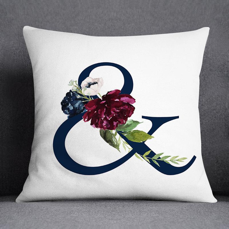 

Наволочка из персиковой кожи, декоративная наволочка с цветочным узором и буквами, квадратная наволочка, декоративная наволочка для домашнего офиса 40x40cm