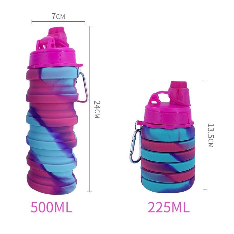 Portable Collapsible Silicone Travel Water Bottle 500ml Hiking Camping Gym Outdoor Sports
