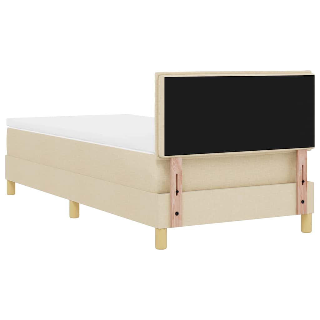 Box Spring Bed with Cushions and Adjustable Headboard Cream 80 x 200 cm Fabric