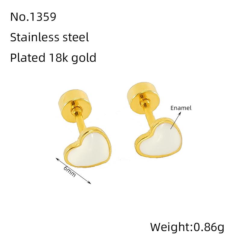 Fashion Stainless Steel New Love Stud Earrings Wind Simple Versatile Titanium Steel Earrings Women's Stud Earrings
