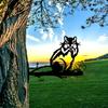 1pc Black Metal Squirrel Outdoor Yard Decor - Silhouette Animal for Garden, Tree Branch