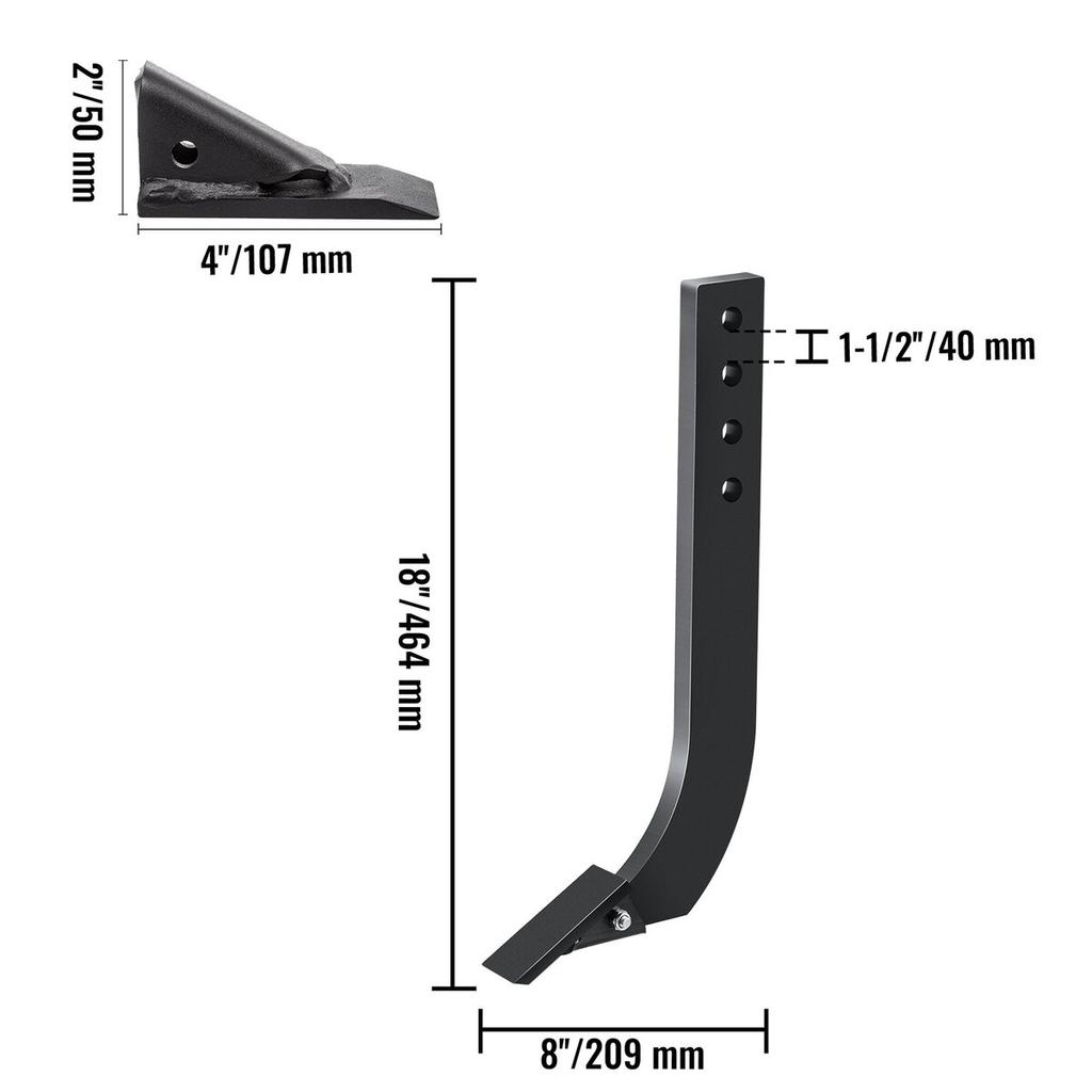 Box Blade Shank, 18" Scarifier Shank, 4 Holes Box Scraper Shank, Ripper Shank with Removable Tapered Teeth and Pins, Adjustable Shanks Assembly for
