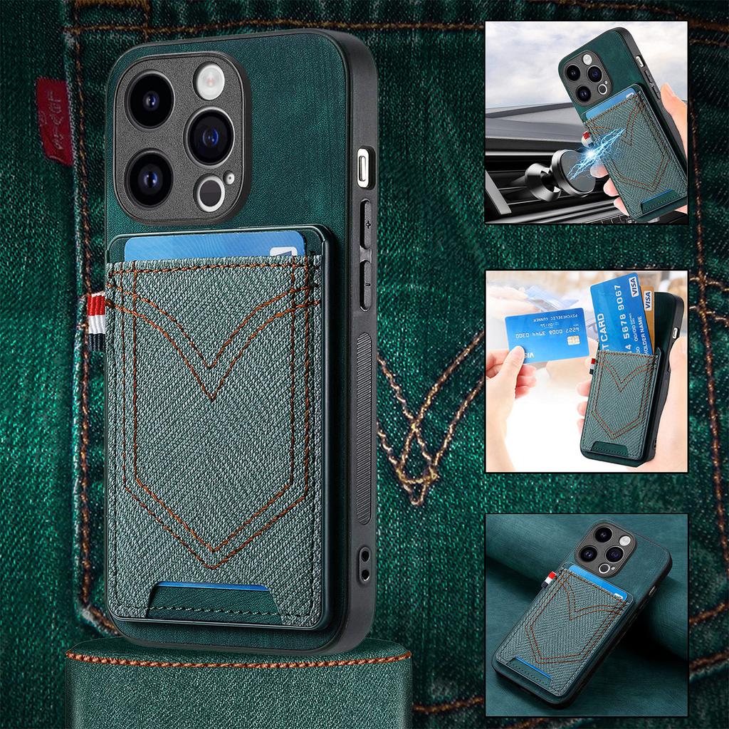 Denim Pattern Card Slot Leather Case for iPhone 15 14 Plus 13 12 11 Pro XSMax 8P 7P for Samsung S23 S22 S21 S20 Ultra Plus Note20Ultra A14 A54 A13 A53